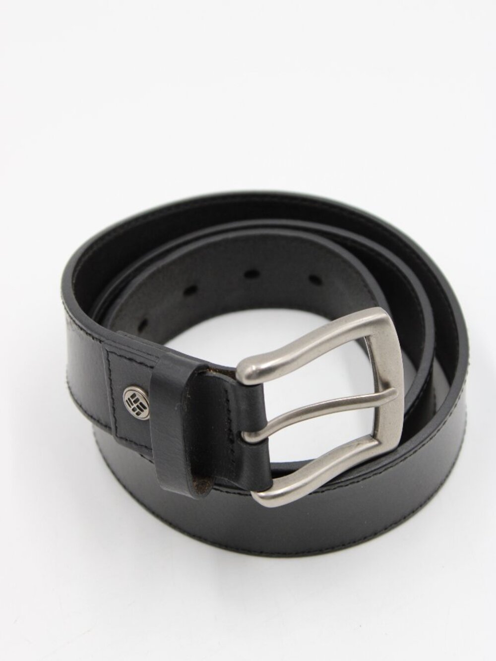 Columbia Sportswear Genuine Leather Belt Size 34-36 Silver Buckle 1.5" W Outdoor